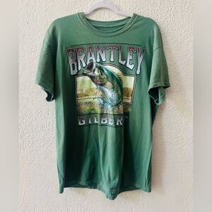 Brantley Gilbert Bass Fishing T-shirt Size Large Green Vintage